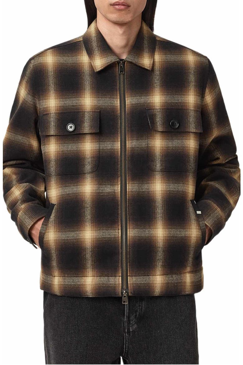 Mathers Plaid Zip Jacket, Main, color, TRAIL BROWN