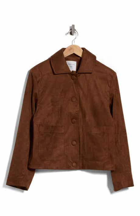 Faux Suede Shirt Jacket