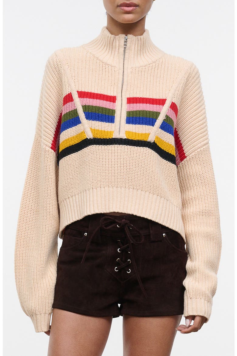 Hampton Stripe Half Zip Crop Sweater, Main, color, ARTIST STRIPE