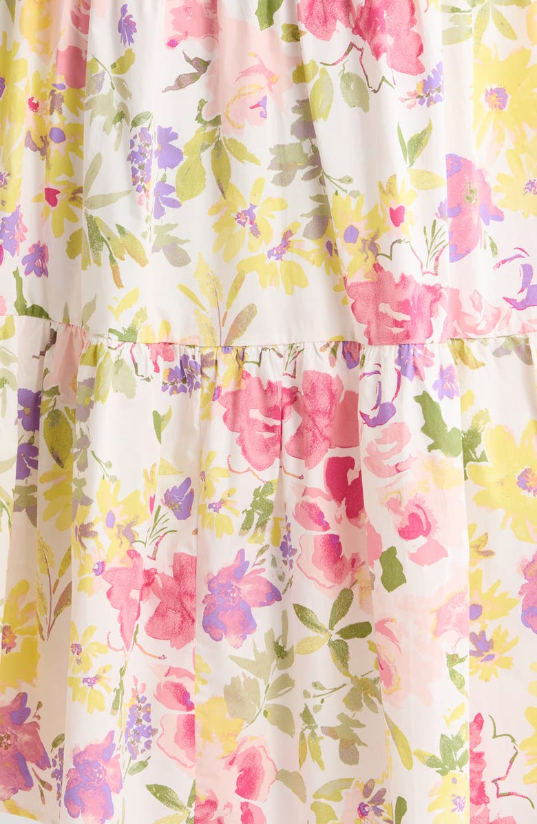 SUGARLIPS Leonie Floral Sunfire Tiered Midi Dress, Alternate, color, Blush-Yellow