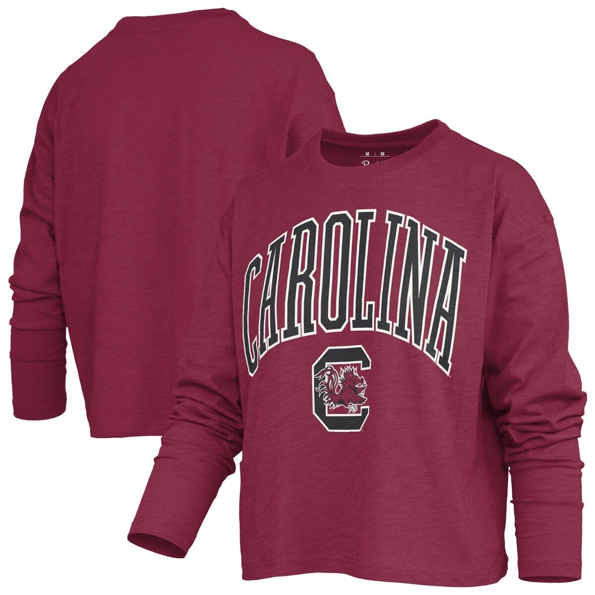 Pressbox Garnet South Carolina Gamecocks Motley Boxy Waist-length Long Sleeve T-shirt In Burgundy