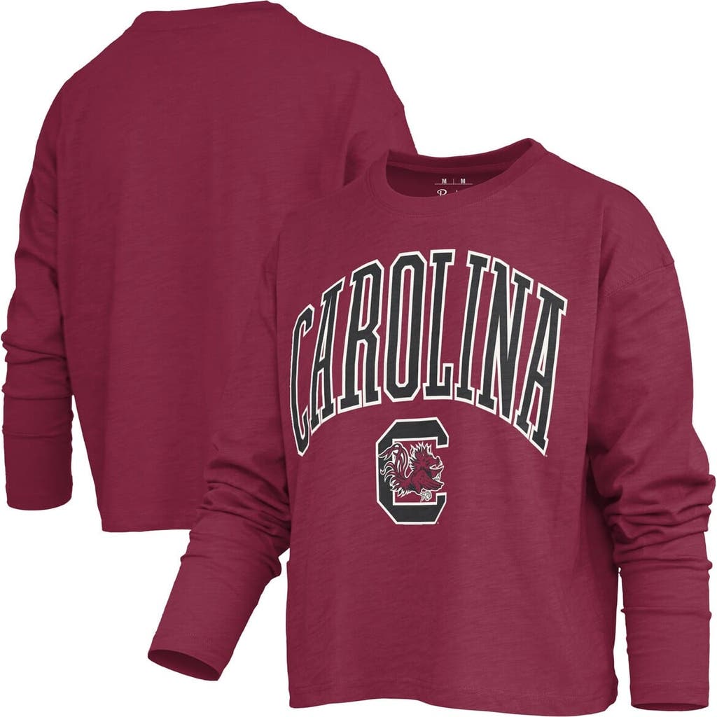 Pressbox Garnet South Carolina Gamecocks Motley Boxy Waist-length Long Sleeve T-shirt In Burgundy