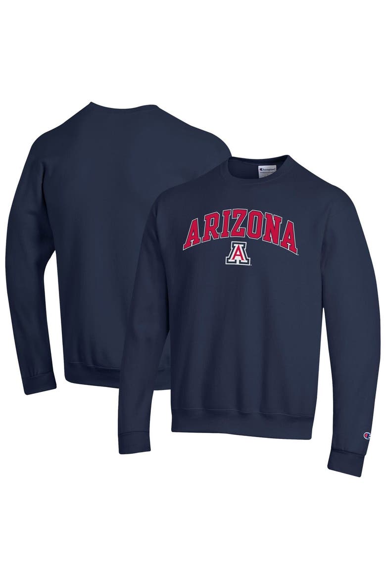 Men's Champion  Navy Arizona Wildcats Arch Over Logo Pullover Sweatshirt, Main, color, Navy