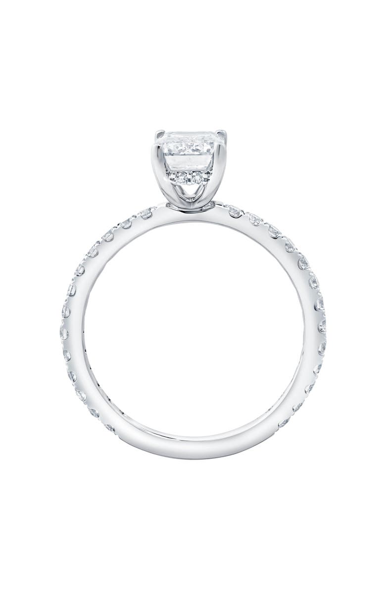 LuvMyJewelry Diadem 14K White Gold Emerald Cut Lab Grown Diamond Hidden Halo Engagement Ring - 2 ctw, Alternate, color, 14K White Gold