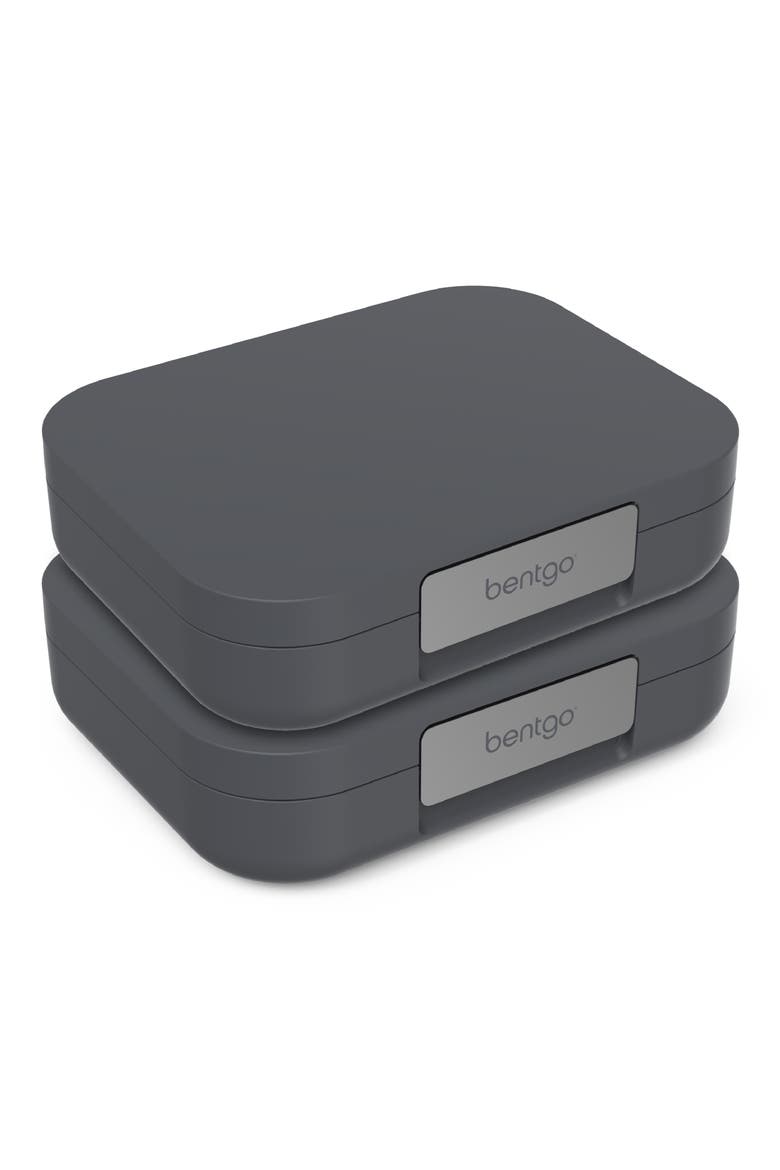 Set of 2 Modern Leakproof Lunch Bento Boxes, Main, color, DARK GREY