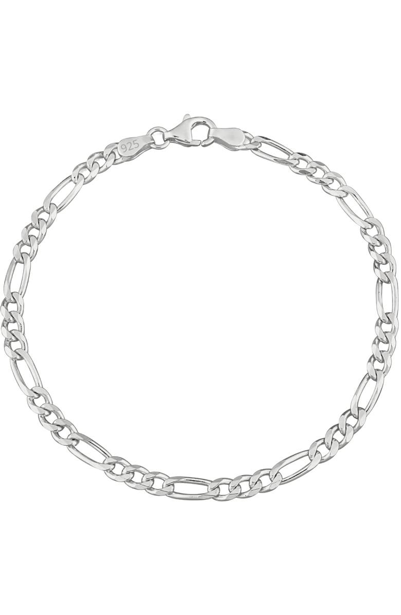Donatello Gian Sterling Silver Figaro Bracelet, Main, color, Silver
