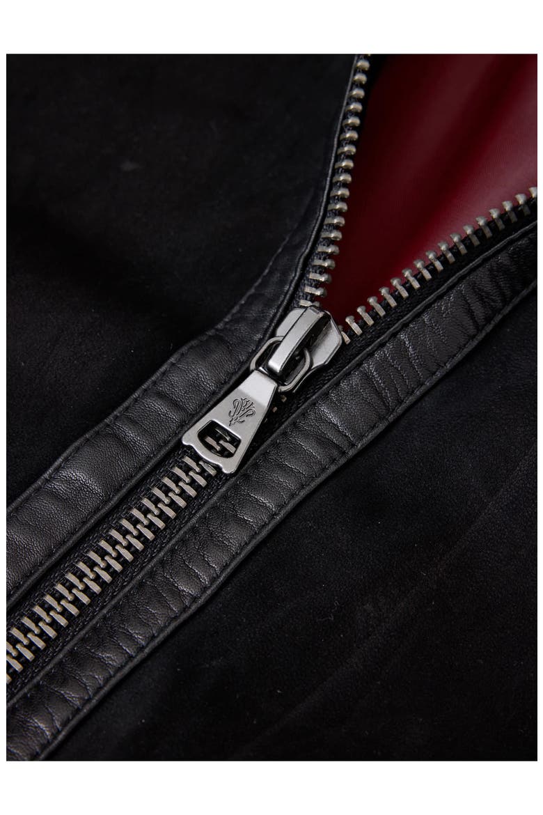 Jaxon Leather Trim Suede Jacket, Alternate, color, BLACK