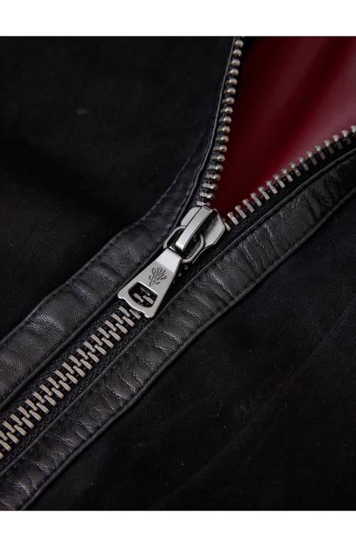 John Varvatos Jaxon Leather Trim Suede Jacket In Black