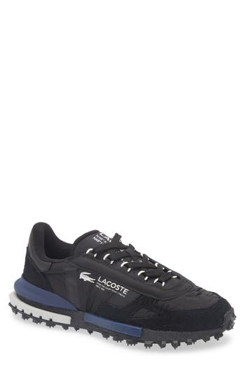 Lacoste Black Fabric And Suede Elite Active Sneakers In Black