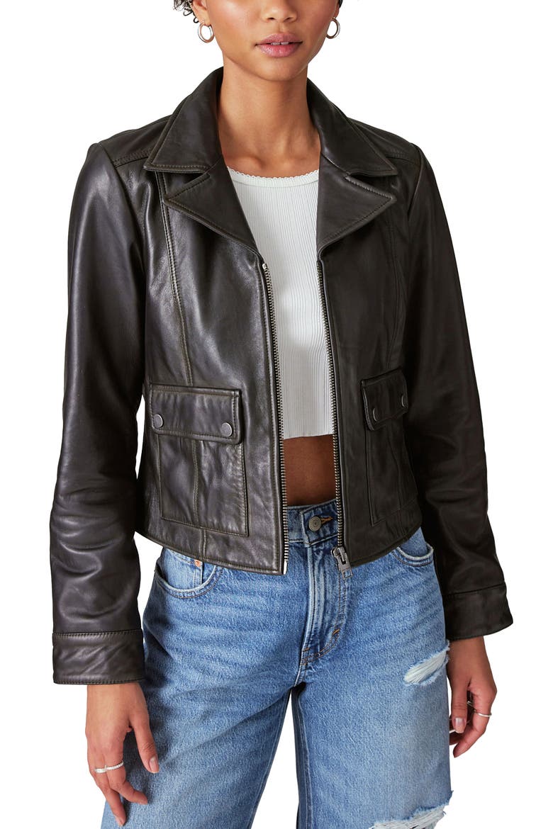 Distressed Leather Moto Jacket, Main, color, 001 BLACK