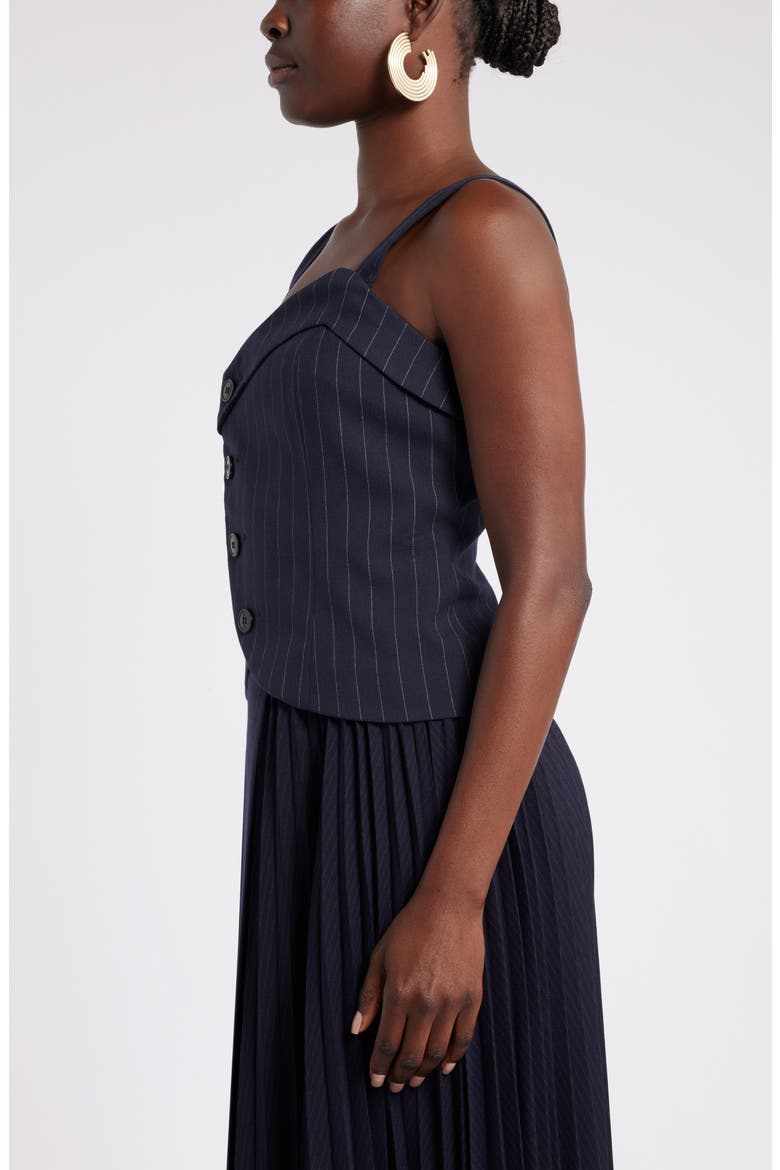 House of Aama Dandy Button-Up Corset, Alternate, color, NAVY- IVORY BRUMMELL PINSTRIPE