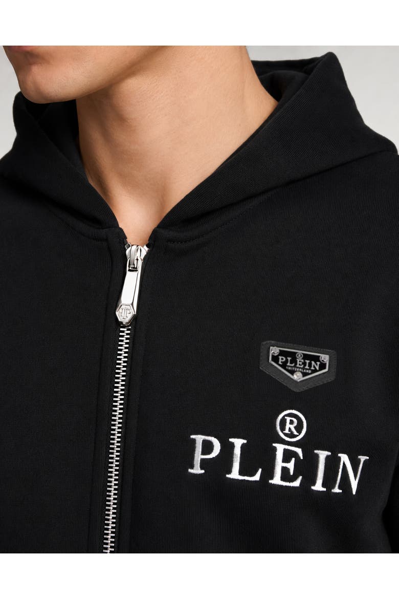 Hoodie Zip Plein R Men, Alternate, color, black