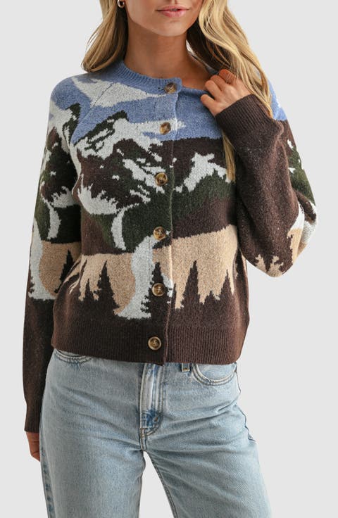 Scenic Mountain Pattern Cardigan