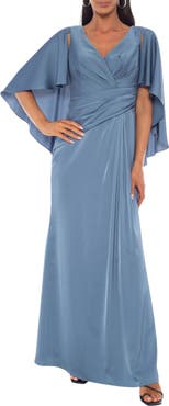Oleg Cassini Satin Capelet Gown