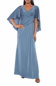 Oleg Cassini Satin Capelet Gown