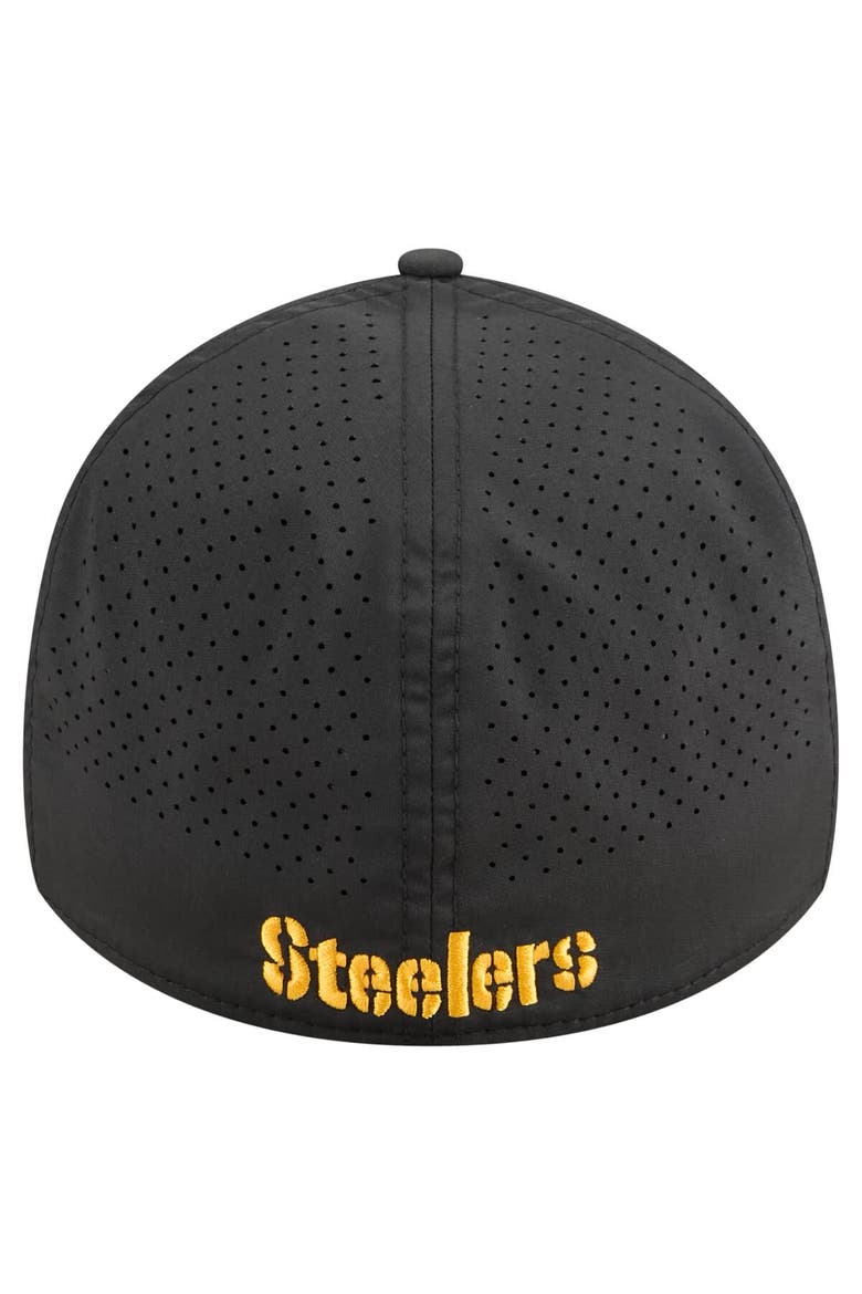 Men's New Era Black Pittsburgh Steelers Perforated 39THIRTY Flex Hat, Alternate, color, Black