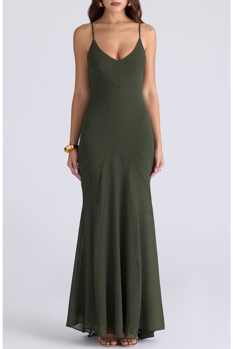 Sacha Georgette Gown, Main, color, FOREST GREEN