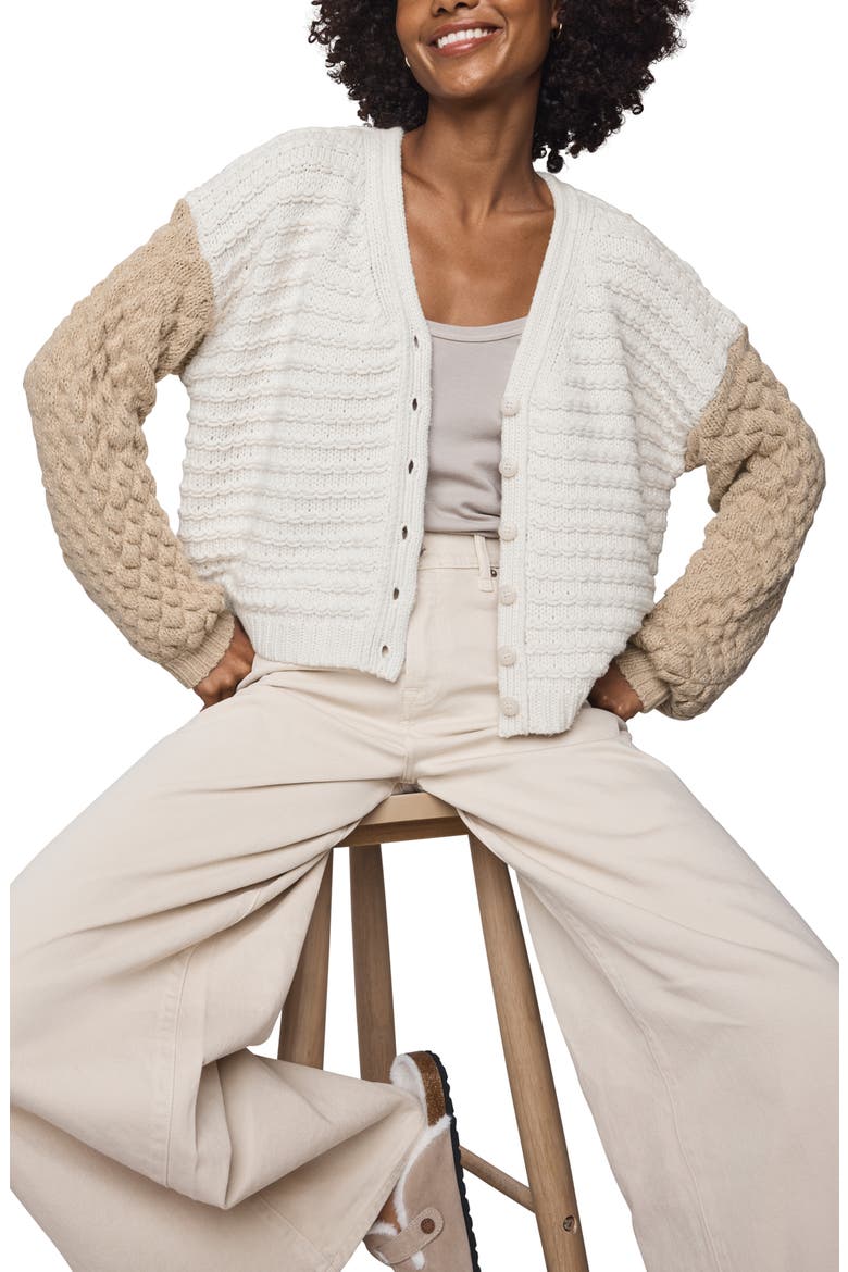 Maria Bobble Cardigan, Alternate, color, PALE OAK IVORY/ LIGHT CEDAR