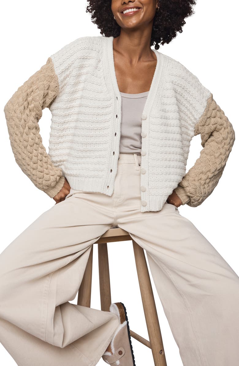 Splendid Maria Bobble Cardigan, Alternate, color, Pale Oak Ivory/ Light Cedar