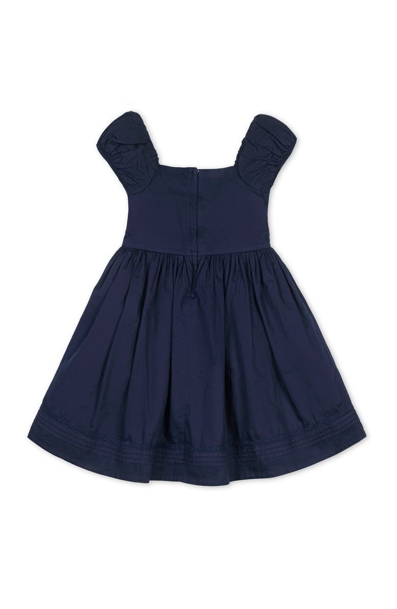 Hope & Henry Kids' Organic Puff Sleeve Pintuck Sateen Party Dress, Alternate, color, Navy