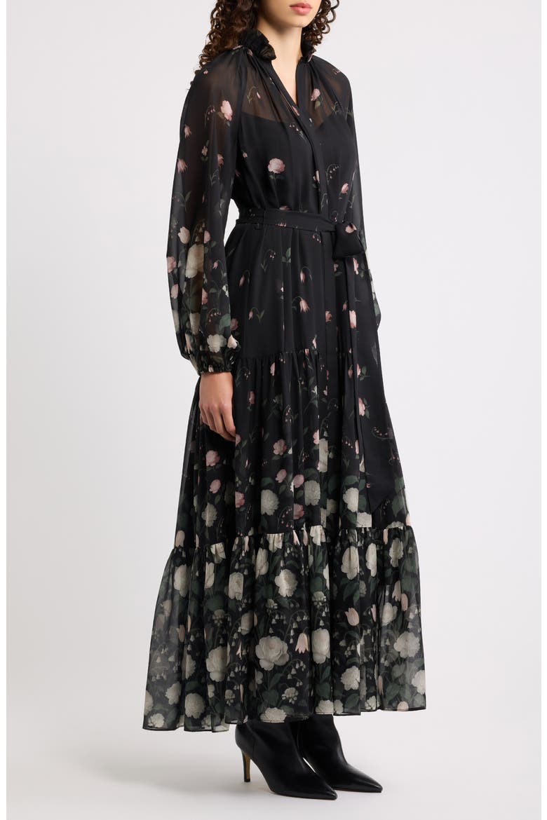 Robin Floral Tiered Chiffon Maxi Dress, Alternate, color, BLACK MULTI