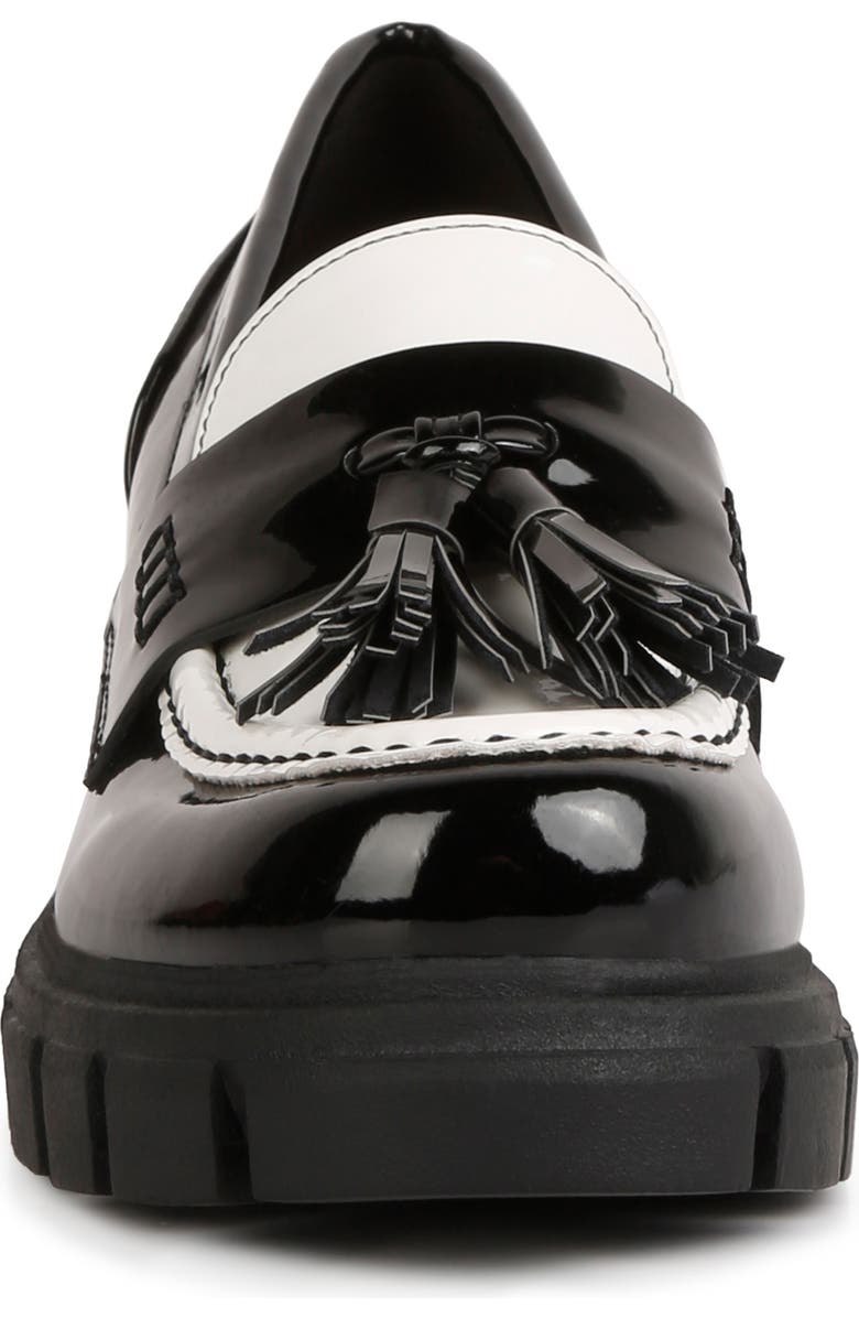 LONDON RAG Jonah Tassel Loafer Pump, Alternate, color, Black/White
