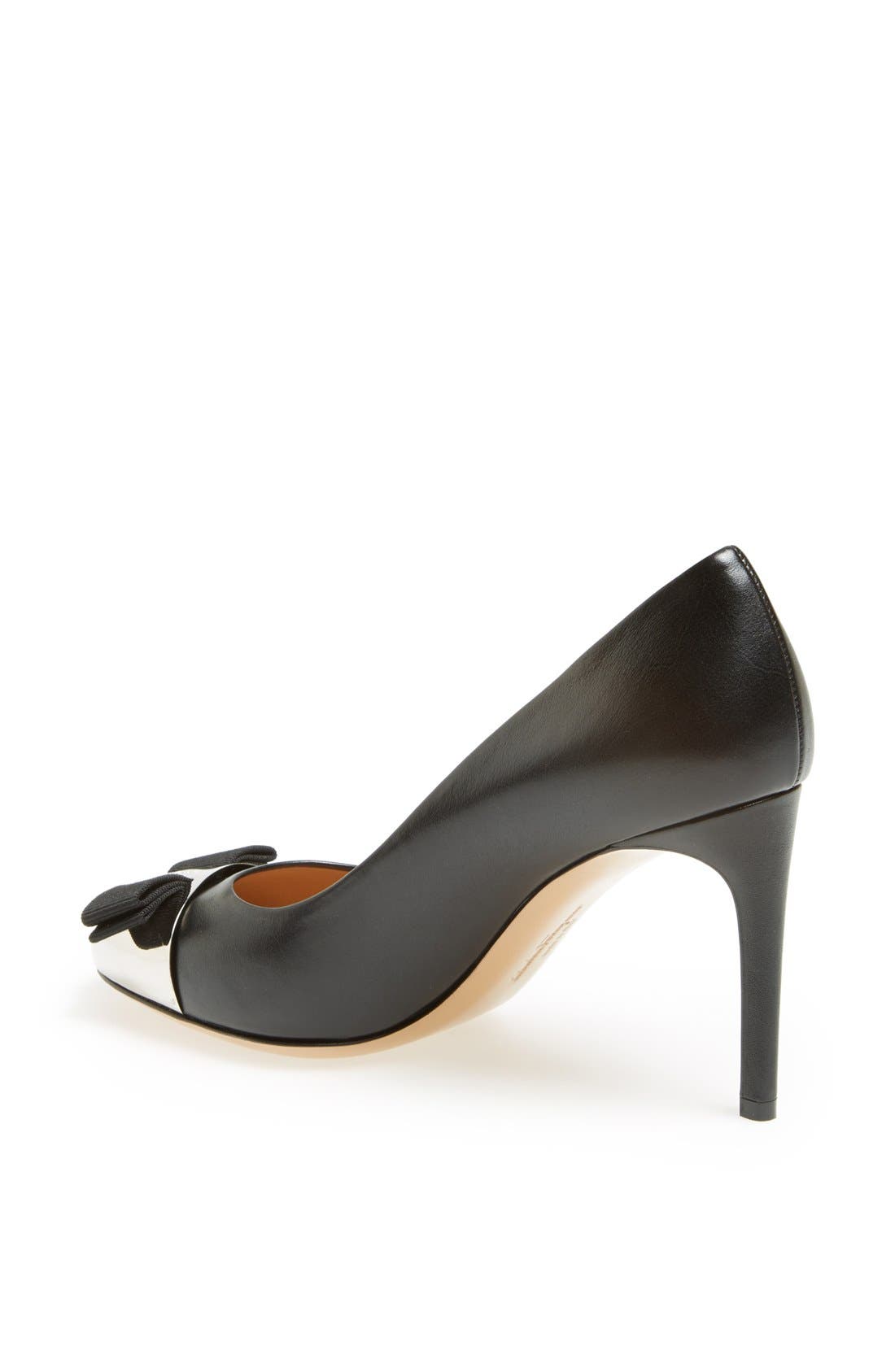 Salvatore Ferragamo 'H102 Nina' Metal Cap Toe Pump, Alternate, color, NERO