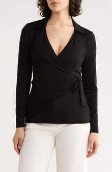 LK Bennett Anais Long Sleeve Wrap Top