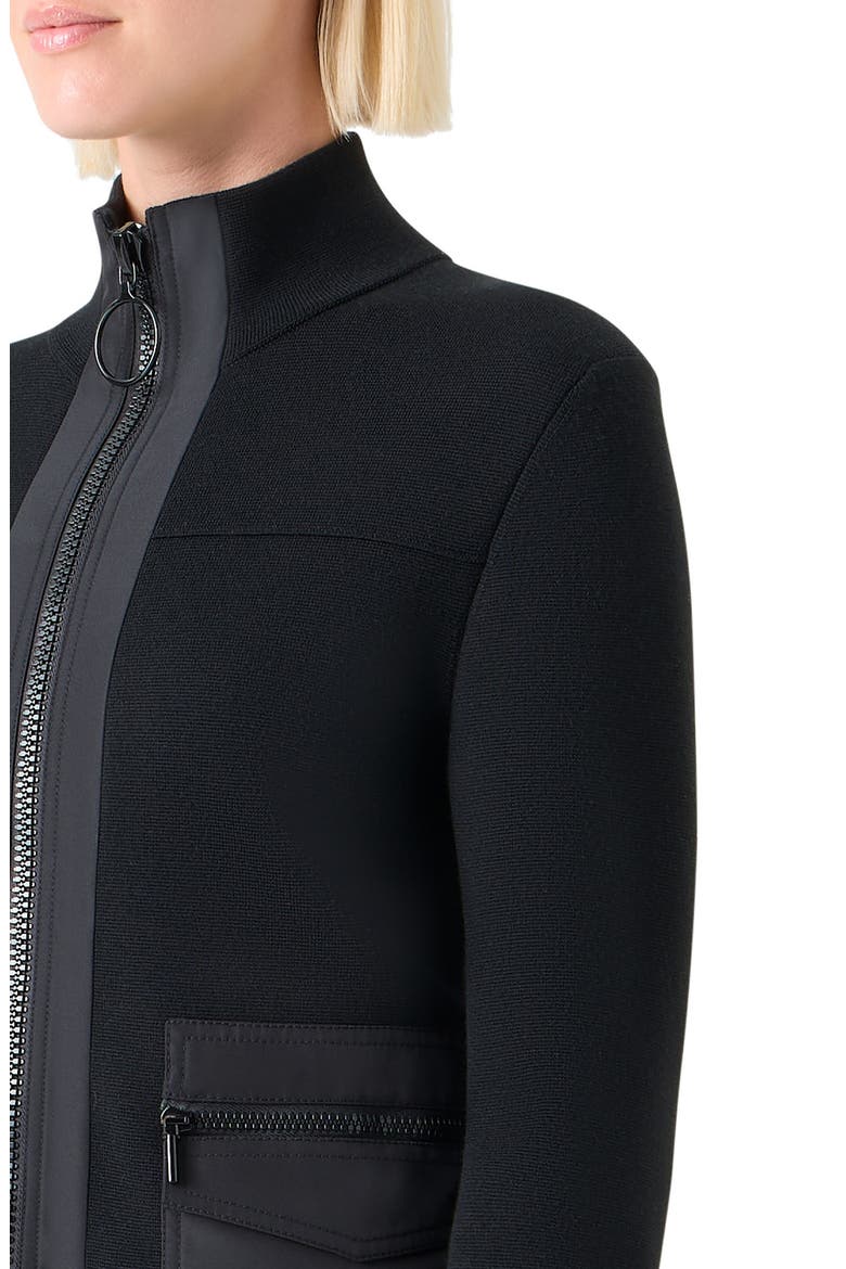 Mixed Media Crop Jacket, Alternate, color, BLACK