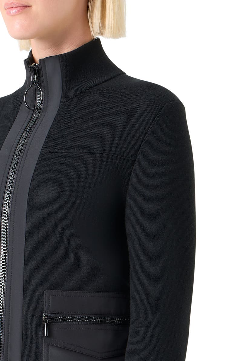 Akris punto Mixed Media Crop Jacket, Alternate, color, Black