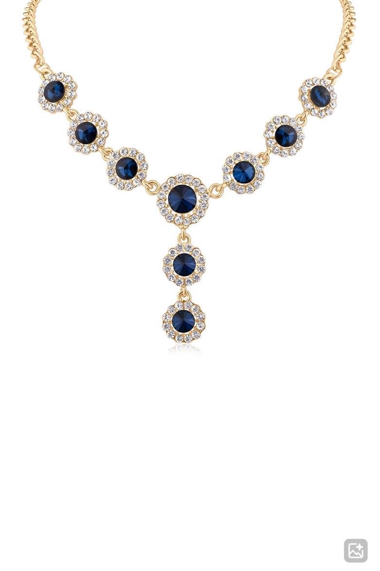 Crystal Halo Y-Necklace (Nordstrom Exclusive), Main, color, BLUE/ GOLD