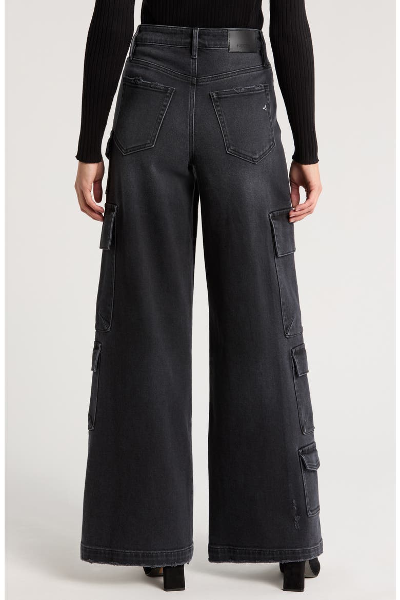 High Waist Wide Leg Cargo Jeans, Alternate, color, CHARCOAL