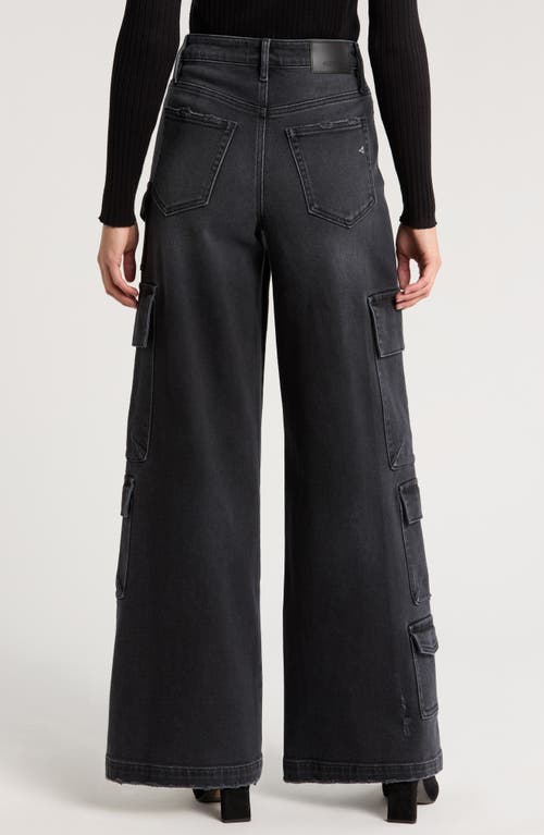Shop Hidden Jeans High Waist Wide Leg Cargo Jeans In Charcoal