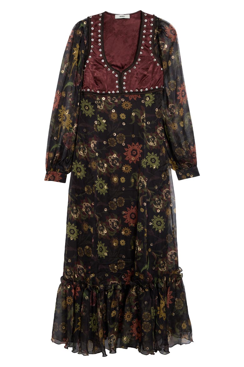 Serica Rivet Studded Maxi Dress, Main, color, BROWN MULTI