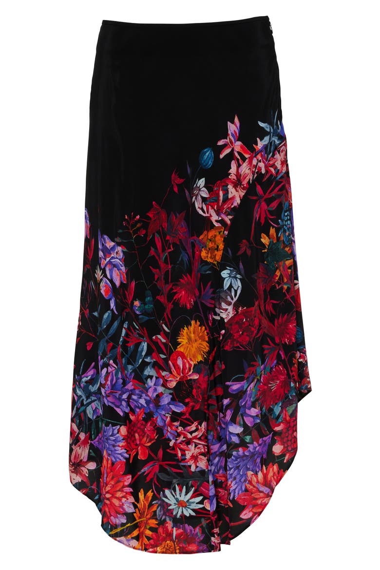 Sivan Floral Asymmetric Maxi Skirt, Alternate, color, BLACK