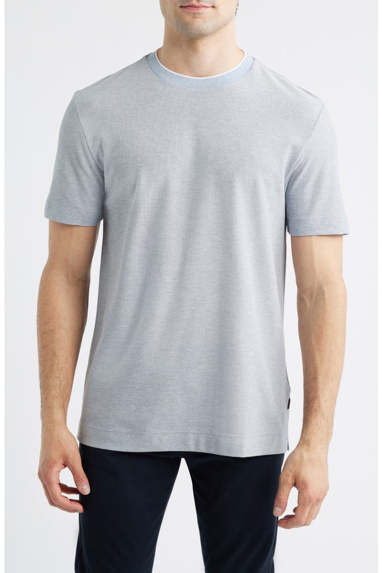Tesar Tipped Textured Cotton & Silk T-Shirt, Main, color, OPEN BLUE