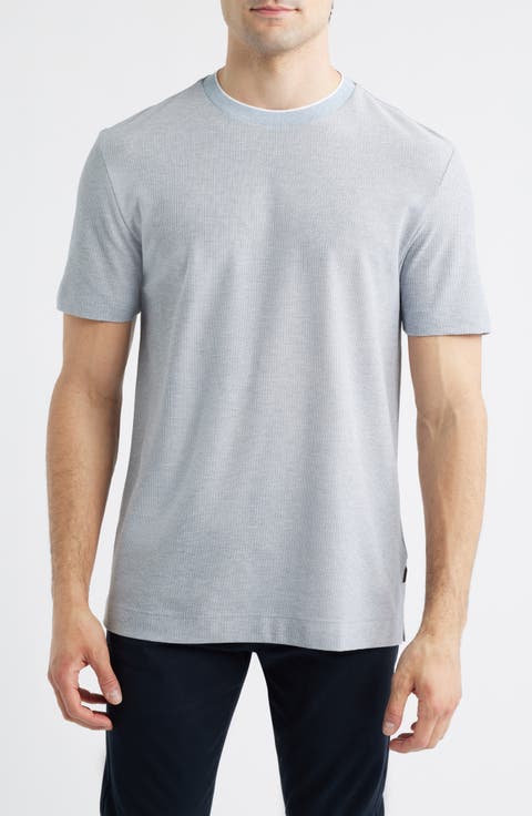 Tesar Tipped Textured Cotton & Silk T-Shirt