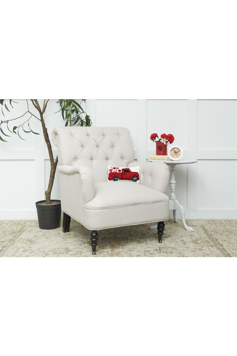 Hearts Truck Mini Hooked Valentine's Day Accent Pillow 6" x 12", Alternate, color, Red