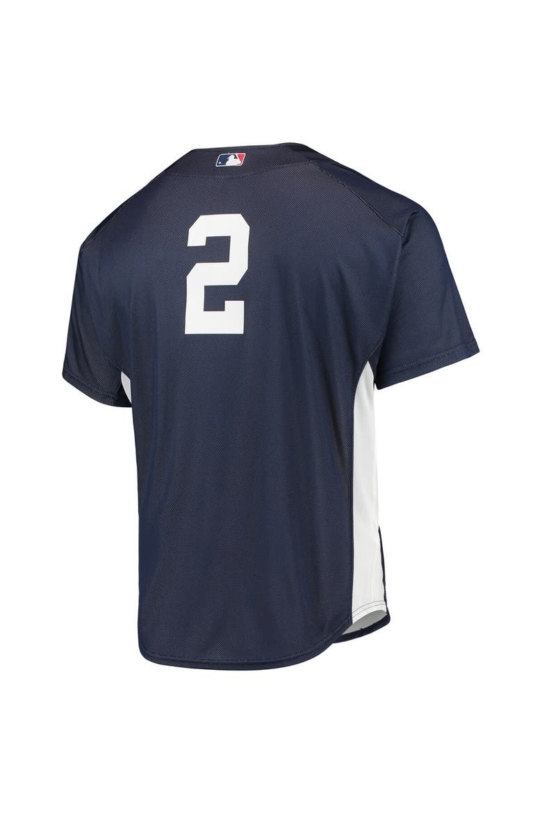 Men's Mitchell & Ness Derek Jeter Navy New York Yankees Cooperstown Collection Mesh Batting Practice Button-Up Jersey, Alternate, color, Navy