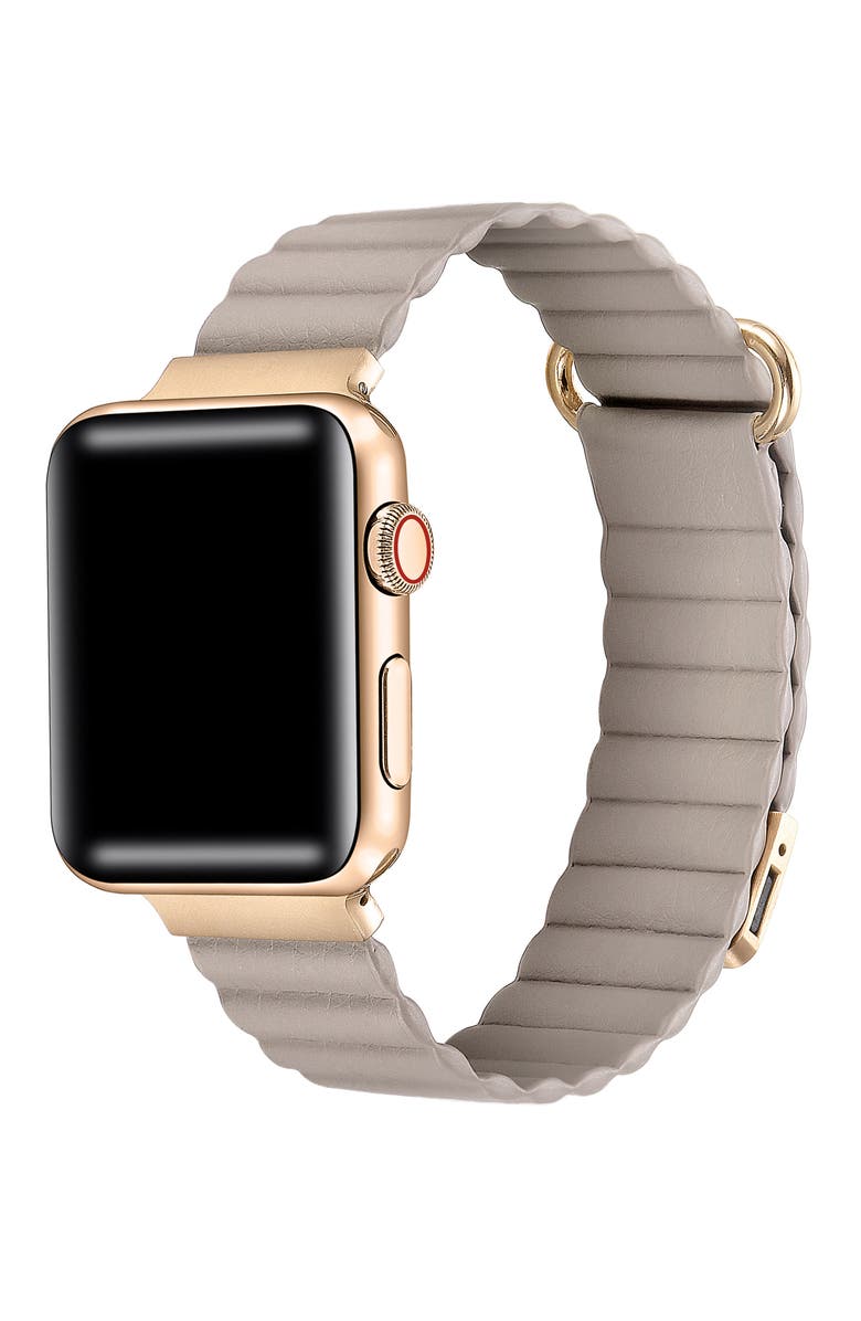 The Posh Tech Dakota Leather Apple Watch<sup>®</sup> Watchband, Alternate, color, 