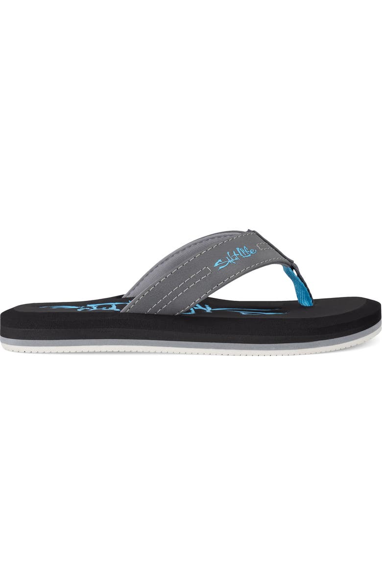 Salt Life Kids' The Skiff Flip Flop, Alternate, color, Charcoal
