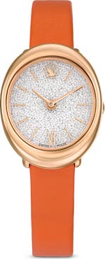 Swarovski Imber Oval Leather Strap Watch, 24mm x 26.3mm