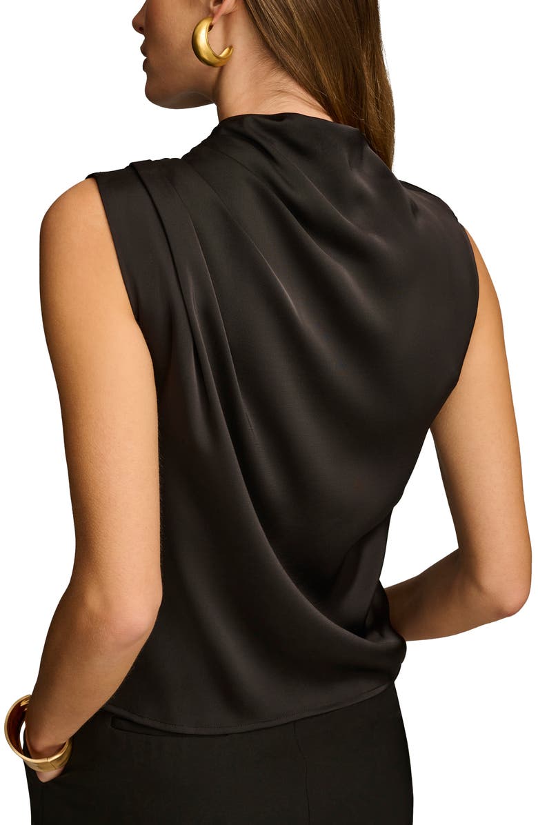 Donna Karan New York Draped Sleeveless Matte Satin Top, Alternate, color, Black