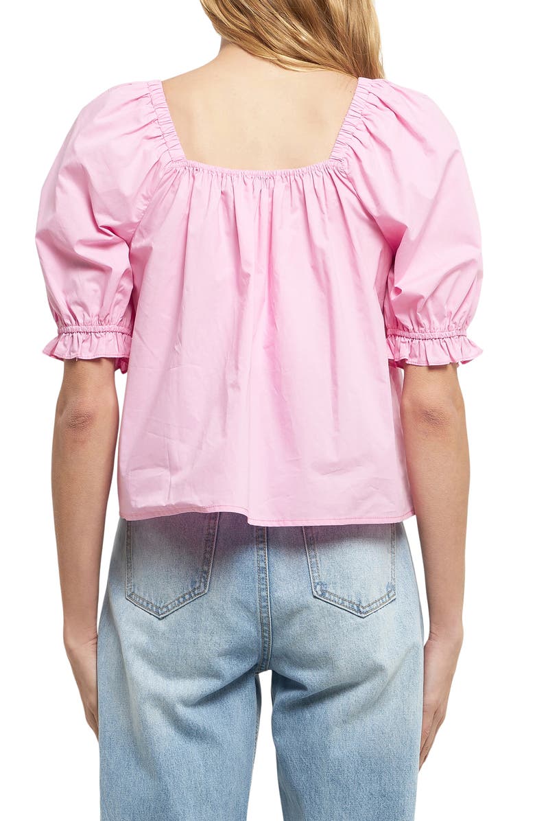 English Factory Puff Sleeve Cotton Top, Alternate, color, Pink
