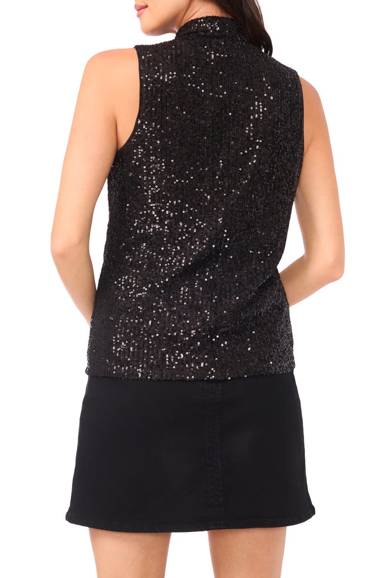 Sequin Crossover Detail Sleeveless Top, Alternate, color, RICH BLACK
