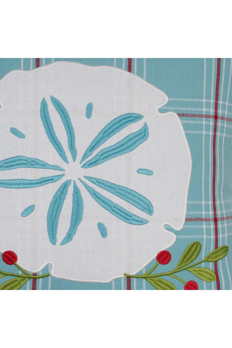 Plaid Sand Dollar Christmas Throw Pillow, 18" x 18", Alternate, color, Blue