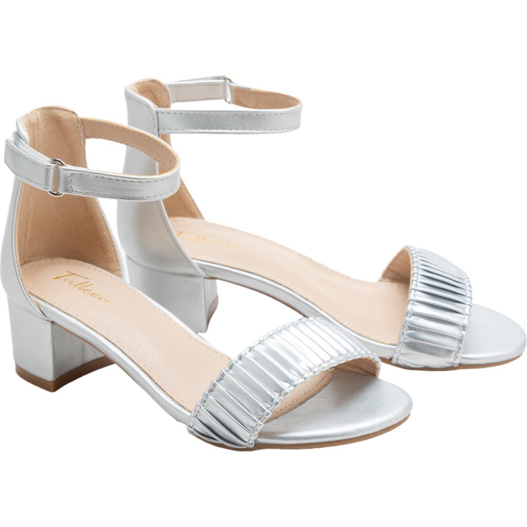 Tulleen Pleated Block-heels Sandals In Silver