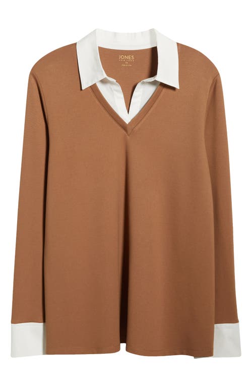 Jones New York Layered Look Long Sleeve Top In Brown