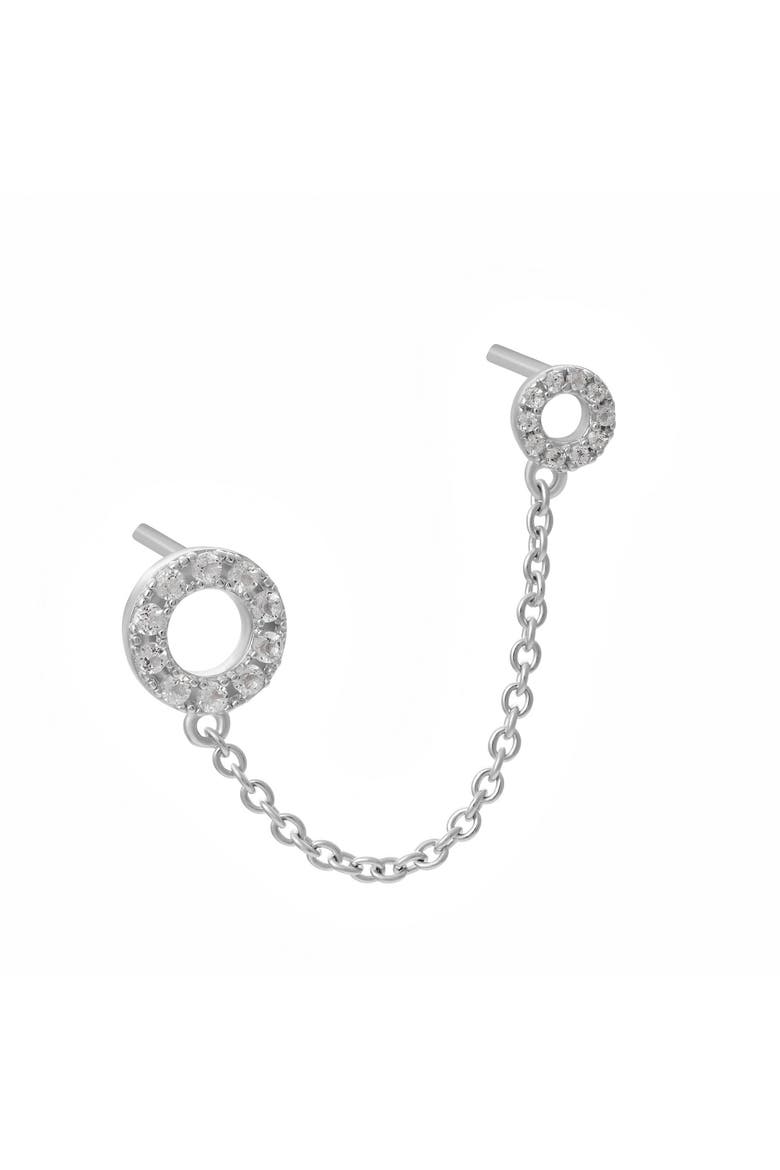 Halo Double Post Earring, Main, color, Sterling Silver