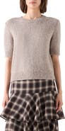 Akris punto Fluffy Short Sleeve Alpaca Blend Sweater
